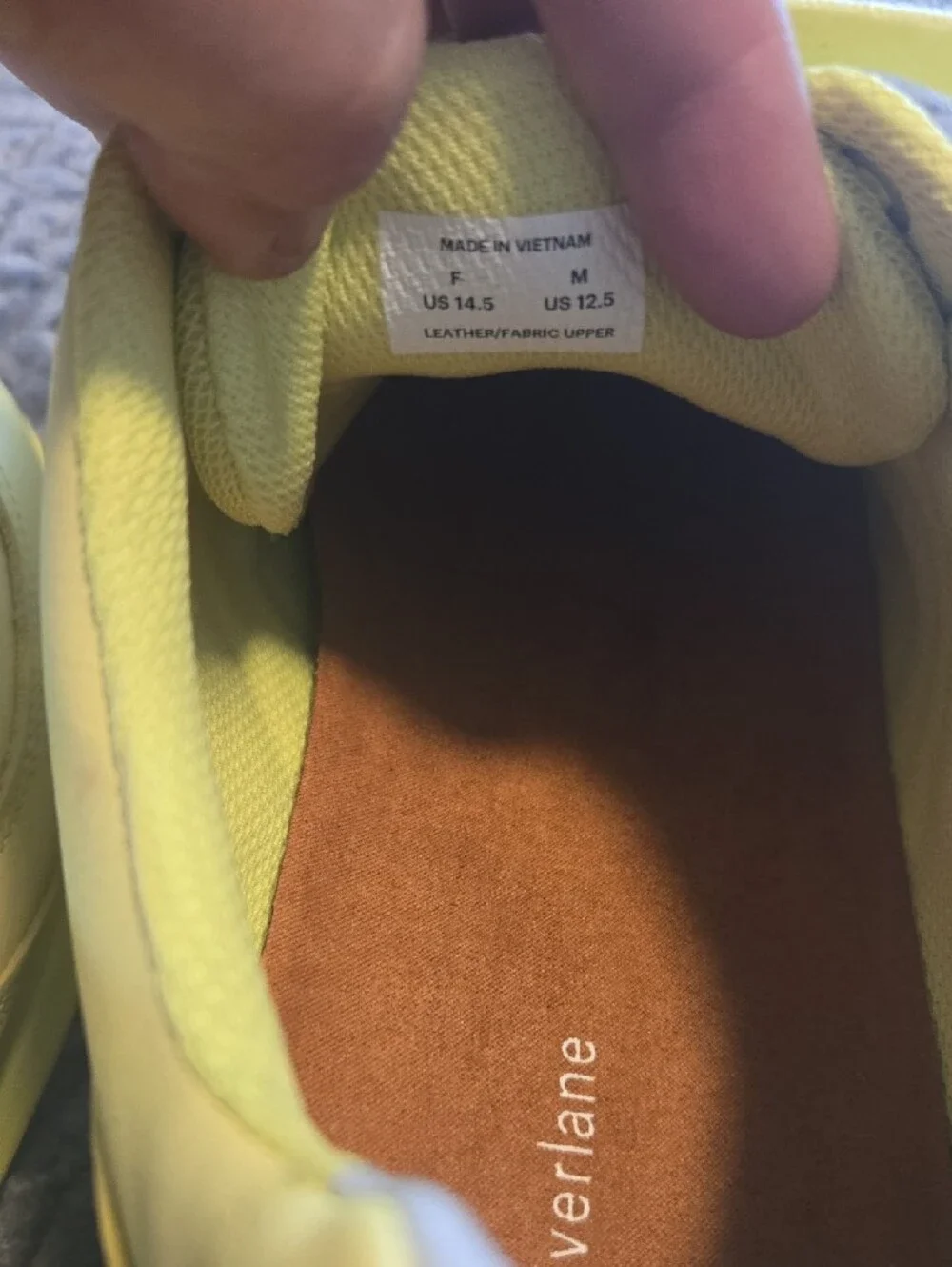 Everlane Mens Sneakers Pale Yellow Lime Lace Up Casual Shoes Size 12.5 New